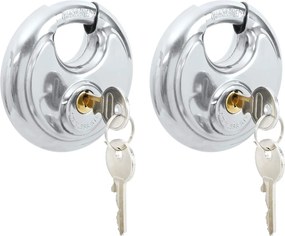 vidaXL Κλειδώματα Discus με Κλειδιά 2 pcs Ασημί 9 x 2.8 x 9 εκ