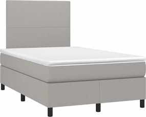 vidaXL Κρεβάτι Boxspring με Στρώμα Ανοιχτό Γκρι 120x190 εκ. Υφασμάτινο