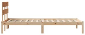 vidaXL Σκελετός Κρεβατιού Καφέ 90 x 190 cm Μασίφ ξύλο πεύκου