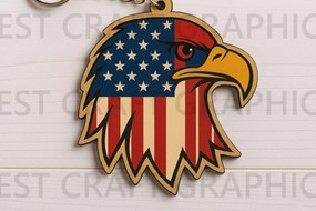 Intra απο ξύλο plywood  Χρώμα wenge 3mm-4mm πάχος - Eagle Flag Head Keychain Δίασταση 4x4 cm INTRAFABR-109998514