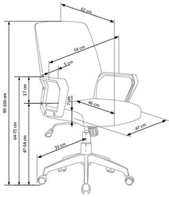 Καρέκλα γραφείου Houston 1092, Άσπρο, Ανοιχτό γκρι, 99x59x62cm, 14 kg, Με μπράτσα, Με ρόδες, Μηχανισμός καρέκλας: Κλίση | Epipla1.gr