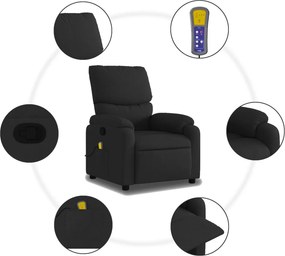 vidaXL Πολυθρόνα Μασάζ με Ανακλινόμενη Πόρτα Μαύρη Υφασμάτινη