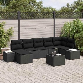 vidaXL Σετ Καναπέ Κήπου με μαξιλάρι 8 pcs Μαύρο Πολυ ράταν