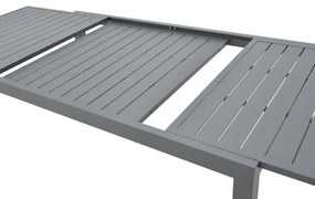 Τραπεζαρία Azelie-Lafla σετ 7τεμ ανθρακί ύφασμα-ανθρακί αλουμίνιο 77x55x94εκ 160x90x75 εκ.