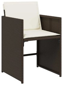 vidaXL Σέτ φαγητού για κήπο με μαξιλάρι 5 pcs Καφέ Πολυ ράταν