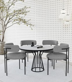 Stewehome Στρογγυλό Τραπέζι Φαγητού με Κομψή Βάση λευκό 90x90x83 cm