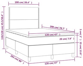 ΚΡΕΒΑΤΙ BOXSPRING ΣΤΡΩΜΑ&amp;LED ΚΑΠΟΥΤΣΙΝΟ 120X200 ΕΚ. ΣΥΝΘ. ΔΕΡΜΑ 3135878