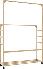 vidaXL Ράφι Ρούχων με Ράφια και Ρόδες 90x35x155 εκ. από Μπαμπού