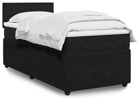 vidaXL Κρεβάτι Boxspring με Στρώμα Μαύρο 90x190 εκ. Βελούδινο