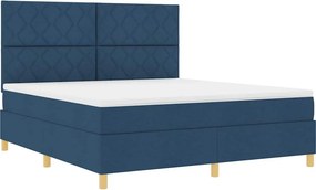 vidaXL LED Κρεβάτι με βάθρο με κεφαλάρι Μπλε 180 x 200 cm ύφασμα