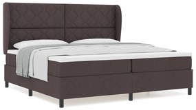 vidaXL Κρεβάτι Box Spring  με Στρώμα σε Σκούρο Καφέ, 200x200 εκ. Υφάσματος