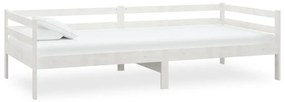vidaXL Καναπές Κρεβάτι με Στρώμα 90 x 200 εκ. Λευκό Μασίφ Ξύλο Πεύκου