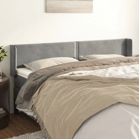 Κεφαλάρι με Πτερύγια Ανοιχτό Γκρι 183x16x78/88 εκ. Βελούδινο 3118688