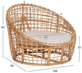 ΠΟΛΥΘΡΟΝΑ ENTO HM9814 RATTAN ΣΕ ΦΥΣΙΚΟ-ΛΕΥΚΟ ΜΑΞΙΛΑΡΙ 106x94x82Yεκ.