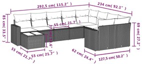 vidaXL Σαλόνι Κήπου 10 Τεμαχίων Αν. Γκρι Συνθετικό Ρατάν με Μαξιλάρια