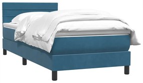 vidaXL Κρεβάτι Boxspring με Στρώμα Σκούρο Μπλε 90x220 εκ. Βελούδινο