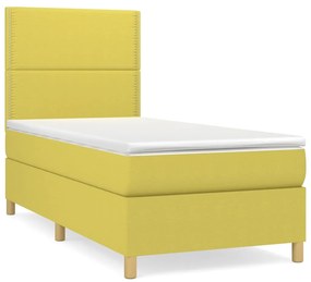 Κρεβάτι Boxspring με Στρώμα Πράσινο 100 x 200 εκ. Υφασμάτινο - Πράσινο