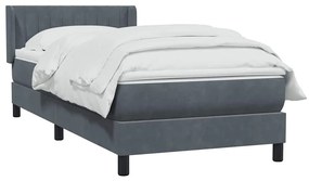 vidaXL Κρεβάτι Boxspring με Στρώμα Σκούρο Γκρι 100x210 εκ. Βελούδινο