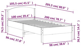 Πλαίσιο Κρεβατιού με Κεφαλάρι Λευκό 100x200εκ Μασίφ Ξύλο Πεύκου - Λευκό