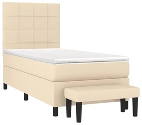 Κρεβάτι Boxspring με Στρώμα Κρεμ 90x200 εκ.Υφασμάτινο - Κρεμ