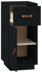 vidaXL Ντουλάπι Μαύρο 34 x 40 x 75 εκ. από Μασίφ Ξύλο Πεύκου