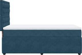 vidaXL Κρεβάτι Boxspring με Στρώμα Μπλε 90x200 εκ. Βελούδινο