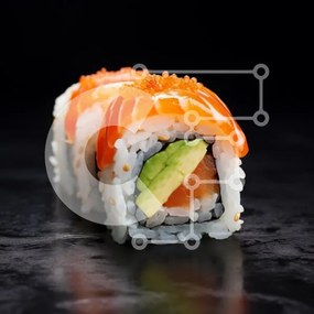 Σετ των 2 Intra Συλλεκτικό Ξύλινο Παζλ Plywood 4mm - Νόστιμα ρολά σούσι με σολομό και αβοκάντο Σε Ξύλινο Κουτί - Διαστάσεις: 10x10 cm – 25 κομμάτια