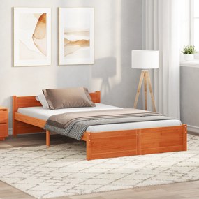 vidaXL Σκελετός Κρεβατιού Καφέ κεριού 120 x 200 cm Μασίφ ξύλο πεύκου