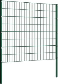 vidaXL Πάνελ Περίφραξης με Στύλους Σιδερένιο Πράσινο 349 x 160 εκ.