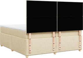 vidaXL Κρεβάτι Boxspring με Στρώμα Κρεμ 200x200 εκ. Υφασμάτινο