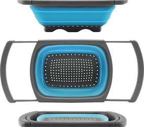 Πτυσσόμενο Πλαστικό Σουρωτήρι Κουζίνας 60x26cm - Μπλε