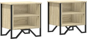 vidaXL Κομοδίνο Χρώμα 2 τεμ. Sonoma Δρυς 40x30x40 εκ. από Επεξ. Ξύλο