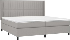 vidaXL Κρεβάτι Boxspring με Στρώμα Ανοιχτό Γκρι 200x200 εκ. Υφασμάτινο