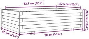 Ζαρντινιέρα Κήπου Λευκή 90x60x26,5 εκ. από Μασίφ Ξύλο Πεύκου - Λευκό