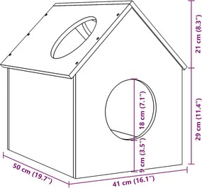 vidaXL σπιτάκι για γάτες λευκό 41x50x50 cm από μασίφ ξύλο πεύκο