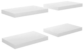 Ράφια Τοίχου Γυαλιστερά Άσπρα 4 Τεμάχια 40x23x3,8 εκ. MDF - Λευκό