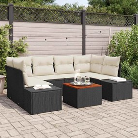 vidaXL Σετ Καναπέ Κήπου με μαξιλάρι 7 pcs Μαύρο Πολυ ράταν