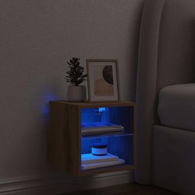vidaXL Έπιπλο Τοίχου Τηλεόρασης με LED τεχνίτης Δρυς 30 x 28,5 x 30εκ.