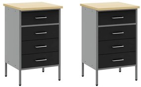vidaXL Πάγκος εργασίας με συρτάρι 5 pcs Μαύρο 100 x 55 x 200 εκ Ατσάλι