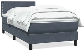 vidaXL Κρεβάτι Boxspring με Στρώμα Σκούρο Γκρι 100x210 εκ. Βελούδινο