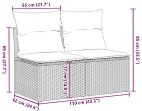 vidaXL Σετ Καναπέ Κήπου 2 τεμ Μπεζ Συνθετικό Ρατάν με Μαξιλάρια Ακακία