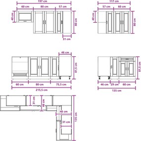 vidaXL Μονάδα κουζίνας PORTO 8 pcs Λευκό Επεξεργασμένο Ξύλο