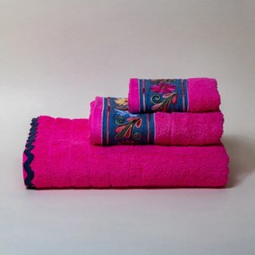 Πετσέτα Προσώπου (50x100) White Fabric Nadine Fuchsia 600gsm