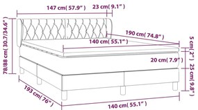 Κρεβάτι Boxspring με Στρώμα Taupe 140x190 εκ. Υφασμάτινο - Μπεζ-Γκρι