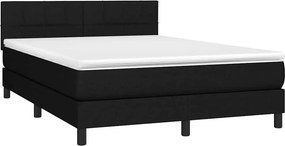 vidaXL Κρεβάτι Boxspring με Στρώμα &amp; LED Μαύρο 140x200 εκ. Υφασμάτινο