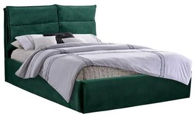 Bed Royalty  King Size 160x200 cm with cypress green velvet fabric