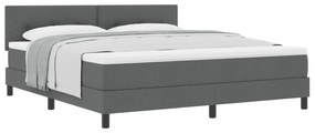 vidaXL Κρεβάτι Box Spring με Στρώμα Σκούρο Γκρι 180x200 εκ. Υφασμα