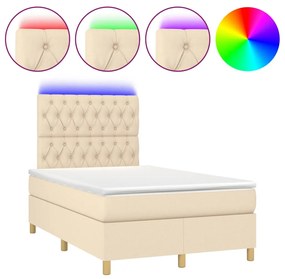 ΚΡΕΒΑΤΙ BOXSPRING ΜΕ ΣΤΡΩΜΑ &amp; LED ΚΡΕΜ 120X190 ΕΚ. ΥΦΑΣΜΑΤΙΝΟ 3270272