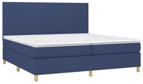 Κρεβάτι Boxspring με Στρώμα Μπλε 200x200 εκ. Υφασμάτινο - Μπλε