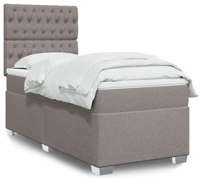 vidaXL Κρεβάτι Boxspring με Στρώμα Taupe 90x190 εκ.Υφασμάτινο